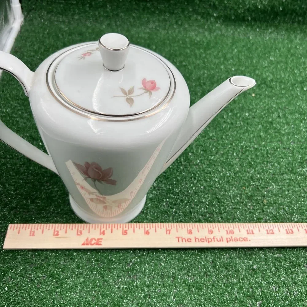 Rosenthal White Ceramic Pink‎ Floral Coffee Pitcher #348818